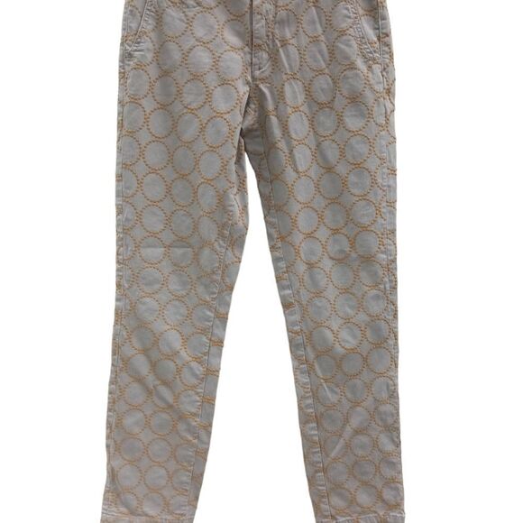 Anthropologie Chino khaki tan embroidered pants relaxed fit size 27 - Picture 3 of 8